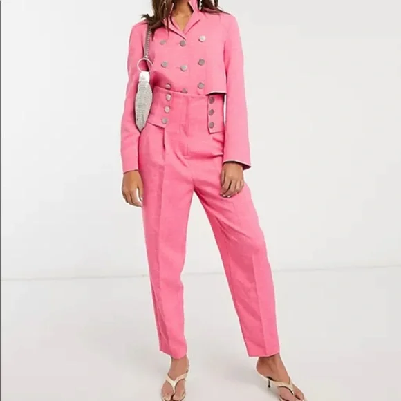 Trouser Suit Topshop Pink Suit Topshop Pink Crushed Velvet Suit